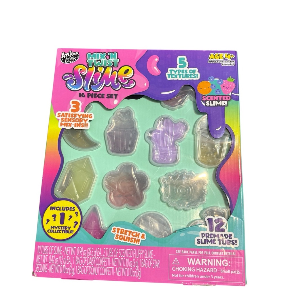 Children’s Anker Art Play Mix N Twist Slime Kit 16 Piece Set Multicolor New